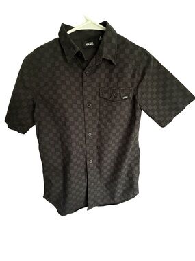 Vans Black Short-Sleeve Checker Button-Down Shirt